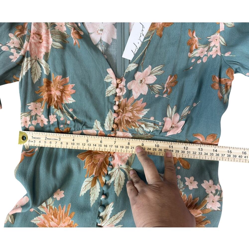 Petal & Pup Frampton Floral Maxi Dress NWT Size 6 Teal Pink Button Front - Picture 5 of 11